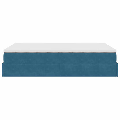 Ottoman bed met matras 120x190 cm fluweel donkerblauw