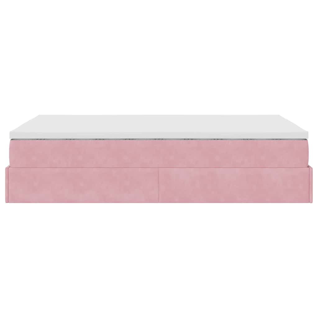 Ottoman bed met matras 120x190 cm fluweel roze