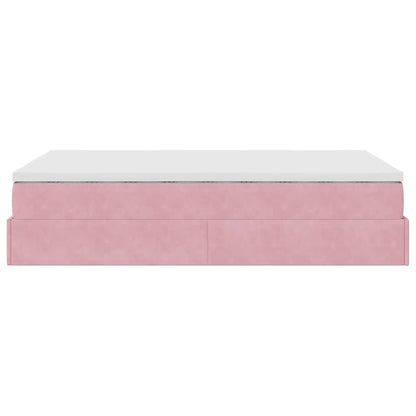 Ottoman bed met matras 120x190 cm fluweel roze