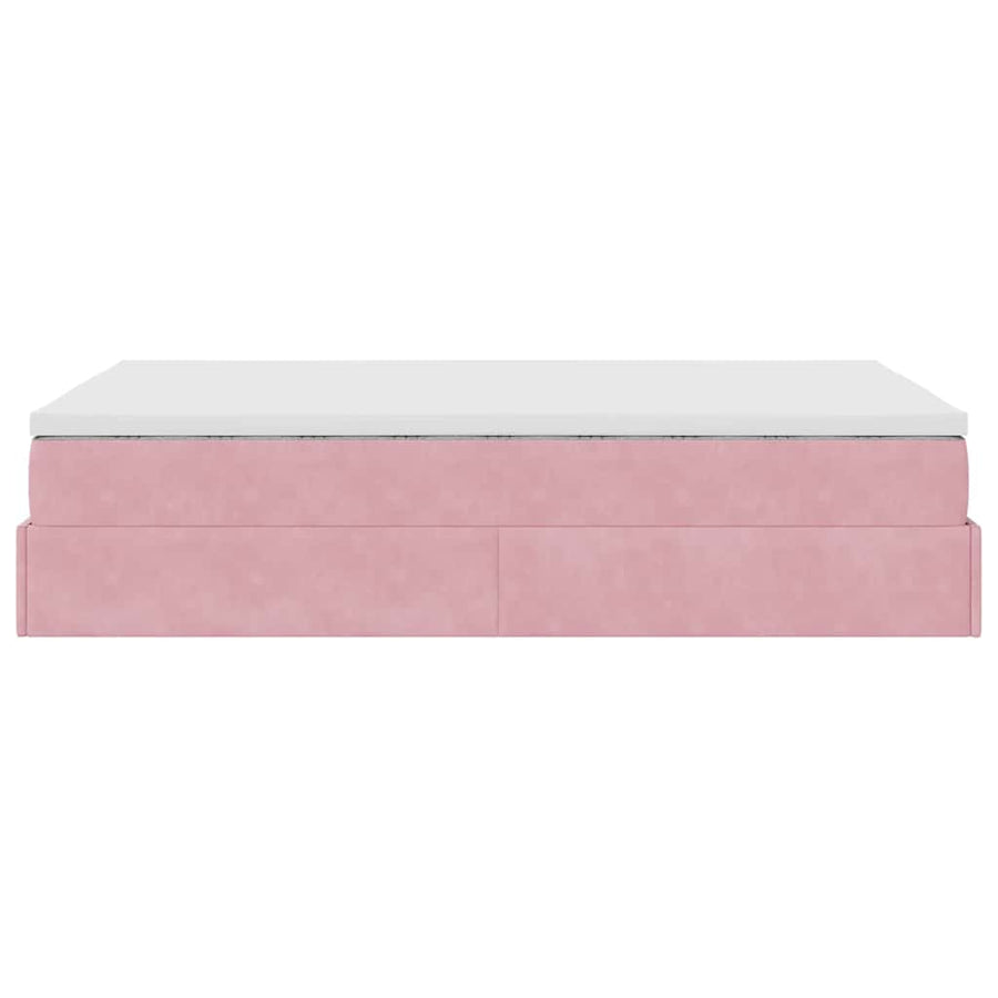 Ottoman bed met matras 120x190 cm fluweel roze