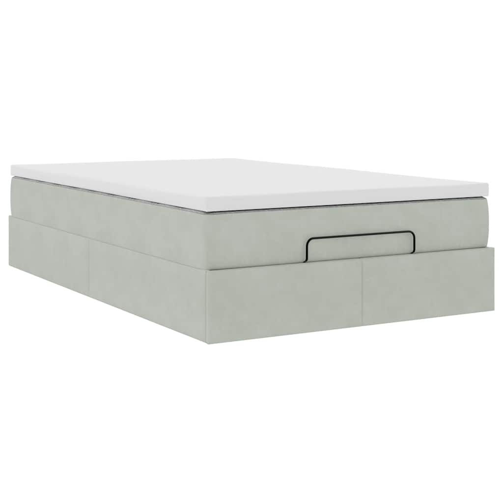 Ottoman bed met matras 120x200 cm fluweel lichtgrijs