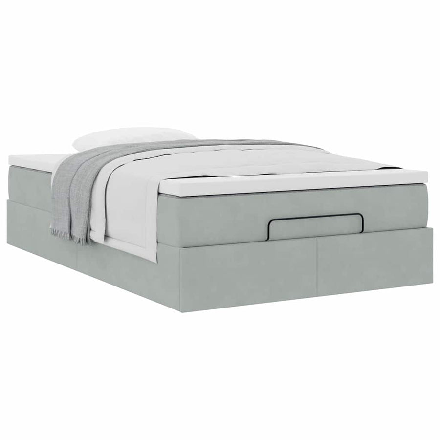 Ottoman bed met matras 120x200 cm fluweel lichtgrijs