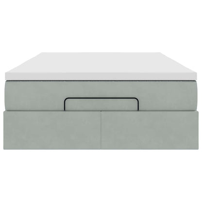 Ottoman bed met matras 120x200 cm fluweel lichtgrijs