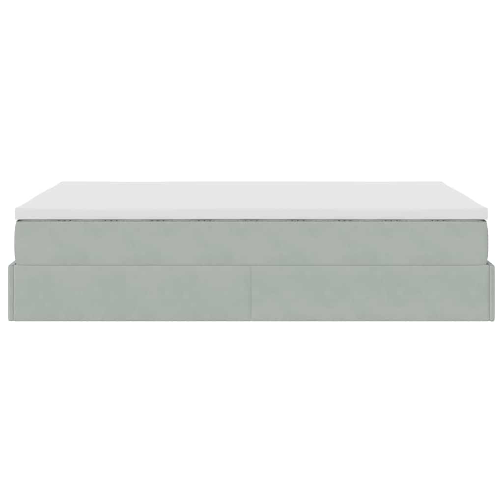 Ottoman bed met matras 120x200 cm fluweel lichtgrijs