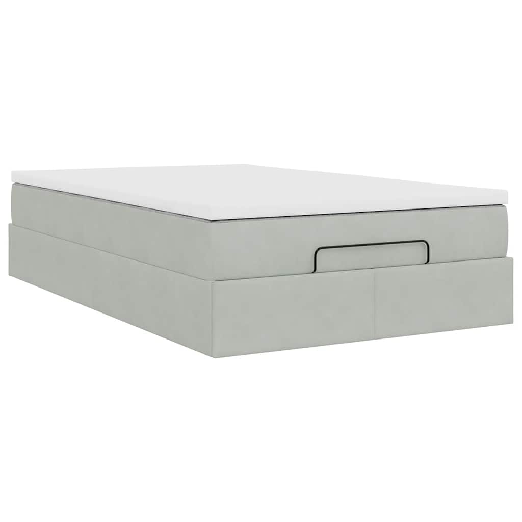 Ottoman bed met matras 120x200 cm fluweel lichtgrijs