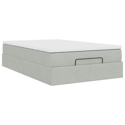 Ottoman bed met matras 120x200 cm fluweel lichtgrijs