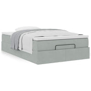 Ottoman bed with mattress 120x200 cm velvet light grey