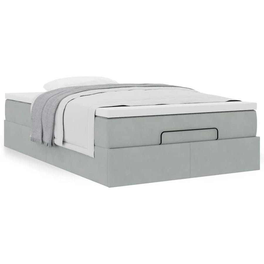 Ottoman bed met matras 120x200 cm fluweel lichtgrijs