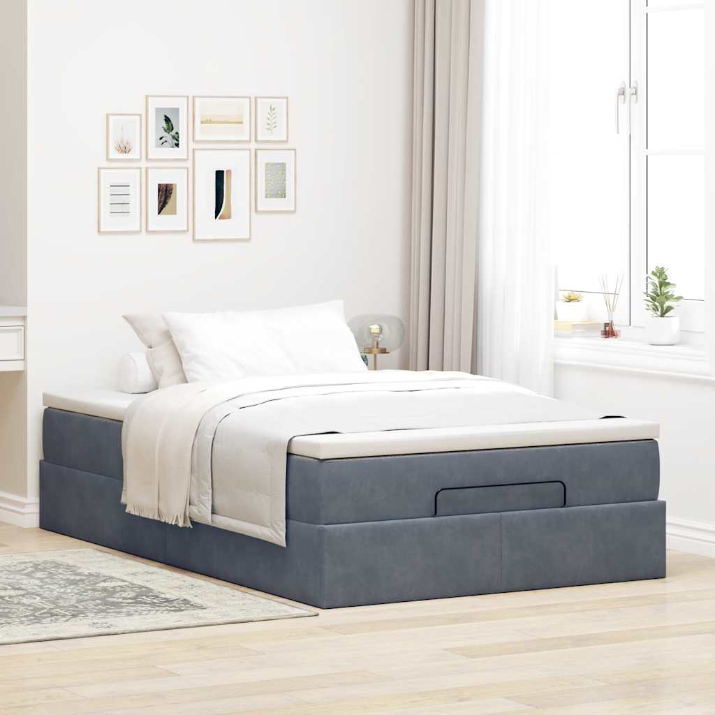 Ottoman bed met matras 120x200cm fluweel donkergrijs