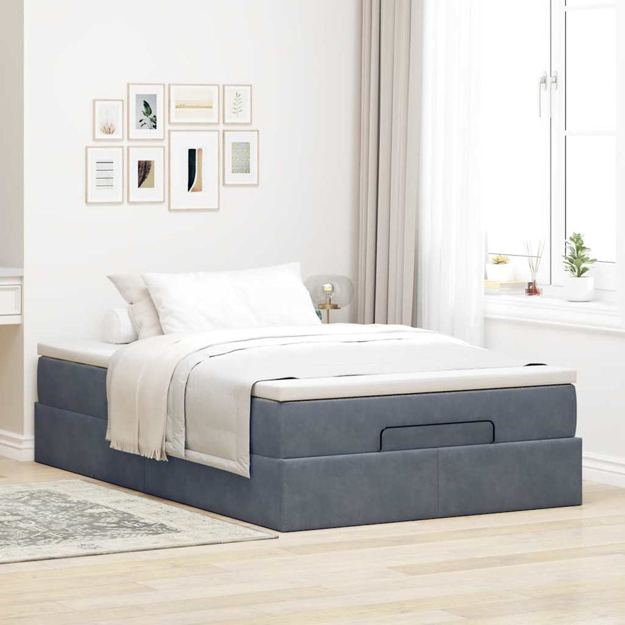 Ottoman bed met matras 120x200cm fluweel donkergrijs