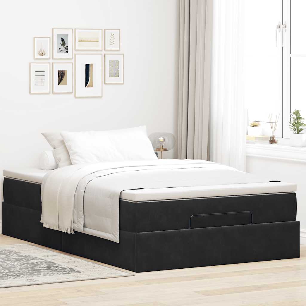 Ottoman bed met matras 120x200cm fluweel zwart