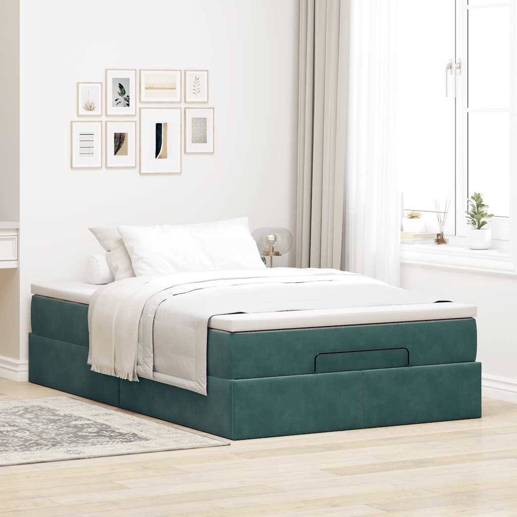 Ottoman bed met matras 120x200cm fluweel donkergroen