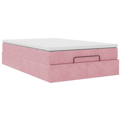 Ottoman bed met matras 120x200cm fluweel roze