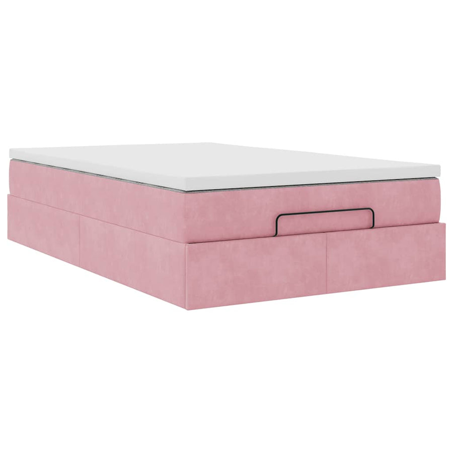 Ottoman bed met matras 120x200cm fluweel roze