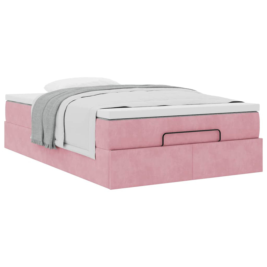 Ottoman bed met matras 120x200cm fluweel roze