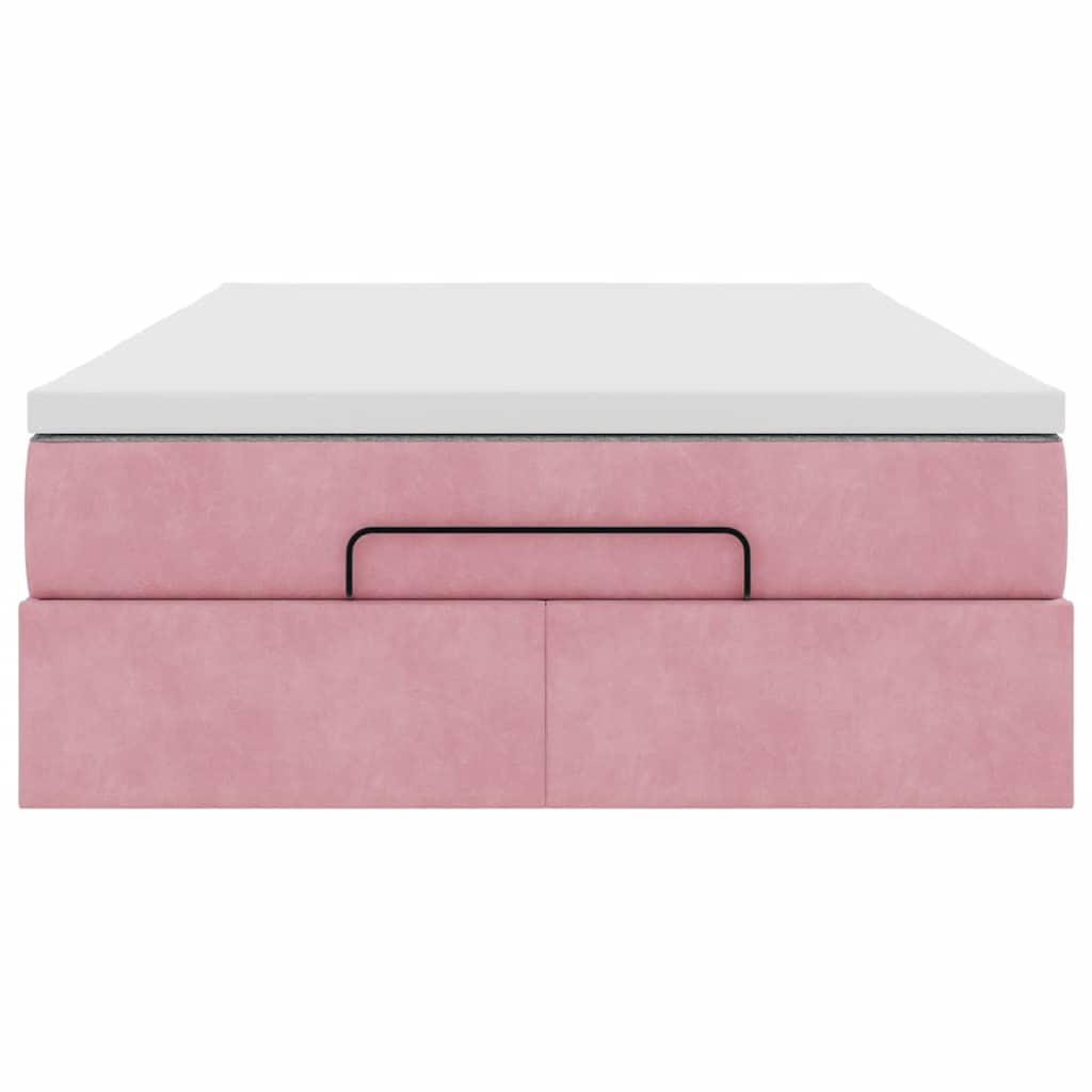 Ottoman bed met matras 120x200cm fluweel roze