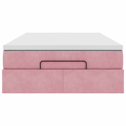 Ottoman bed met matras 120x200cm fluweel roze
