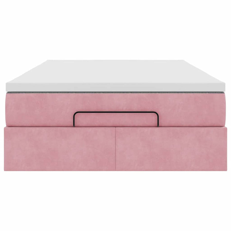 Ottoman bed met matras 120x200cm fluweel roze