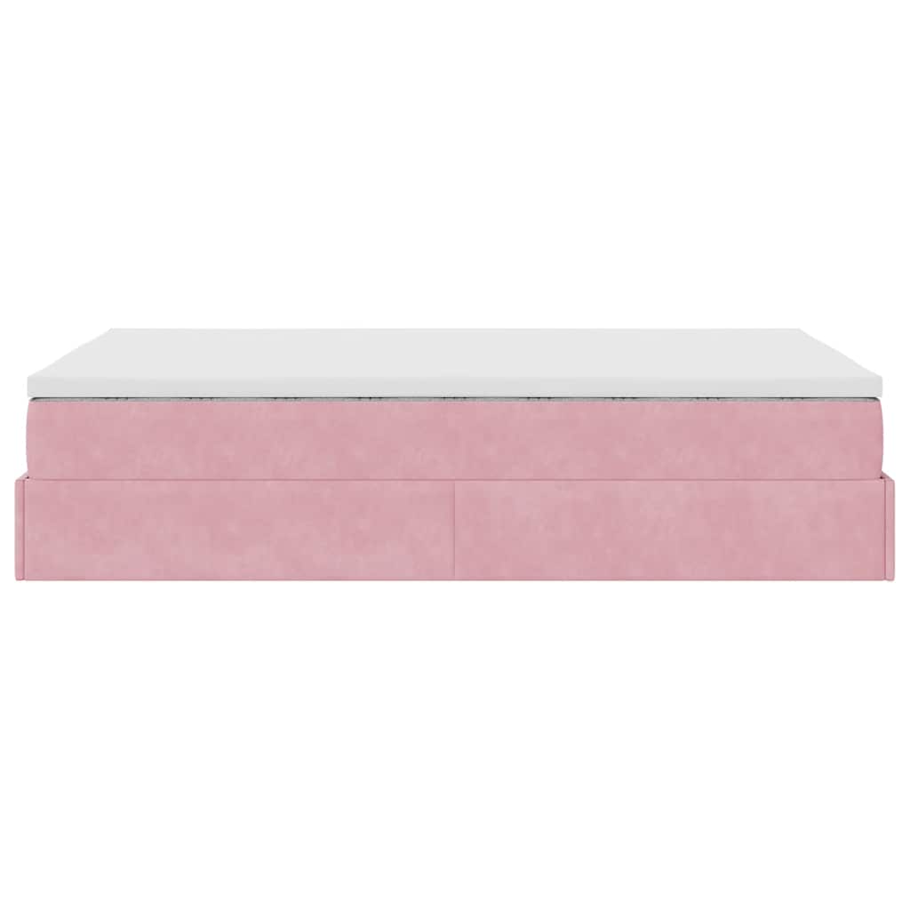 Ottoman bed met matras 120x200cm fluweel roze
