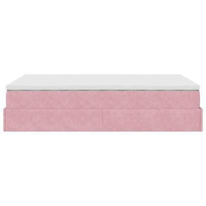 Ottoman bed met matras 120x200cm fluweel roze