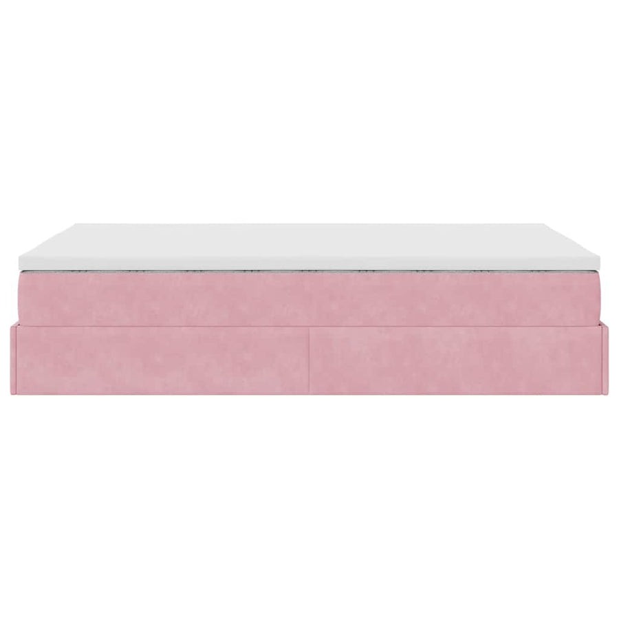 Ottoman bed met matras 120x200cm fluweel roze