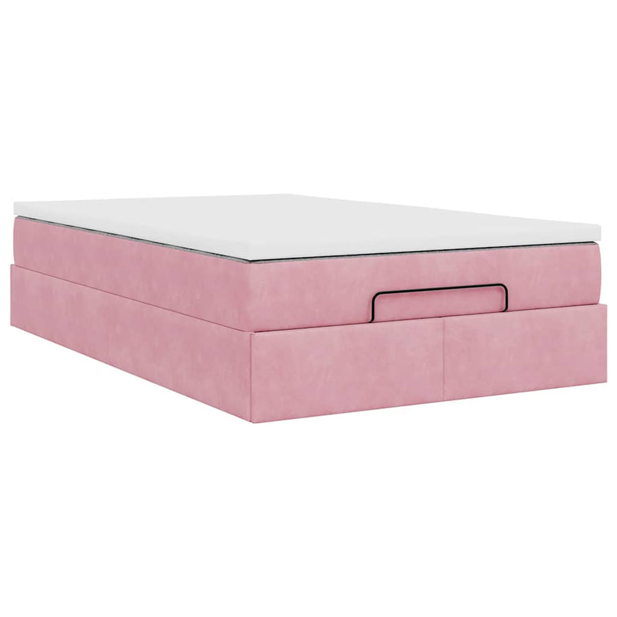 Ottoman bed met matras 120x200cm fluweel roze