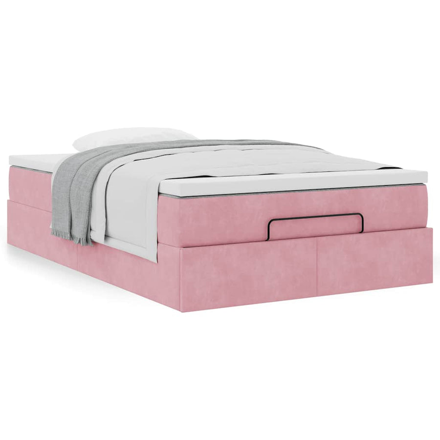 Ottoman bed met matras 120x200cm fluweel roze
