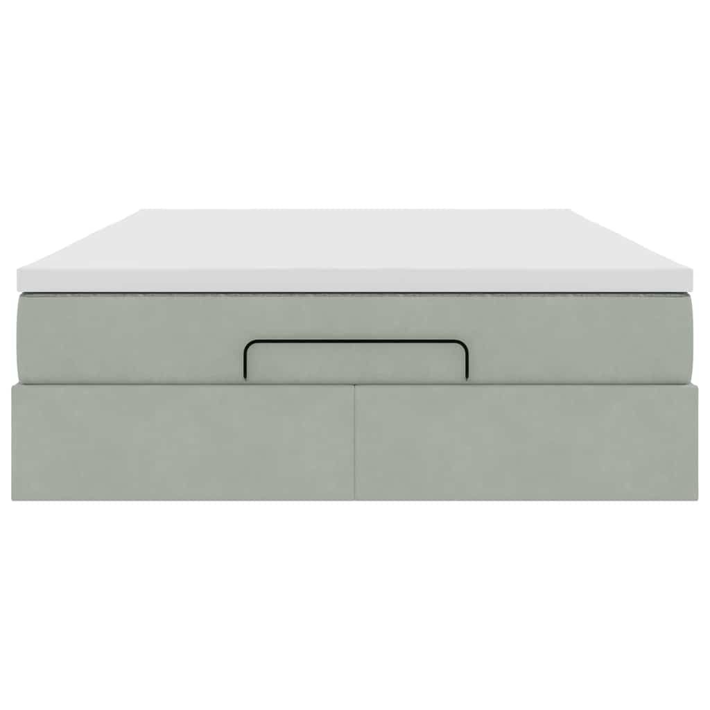Ottoman bed met matras 140x190cm fluweel lichtgrijs