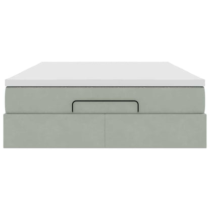 Ottoman bed met matras 140x190cm fluweel lichtgrijs