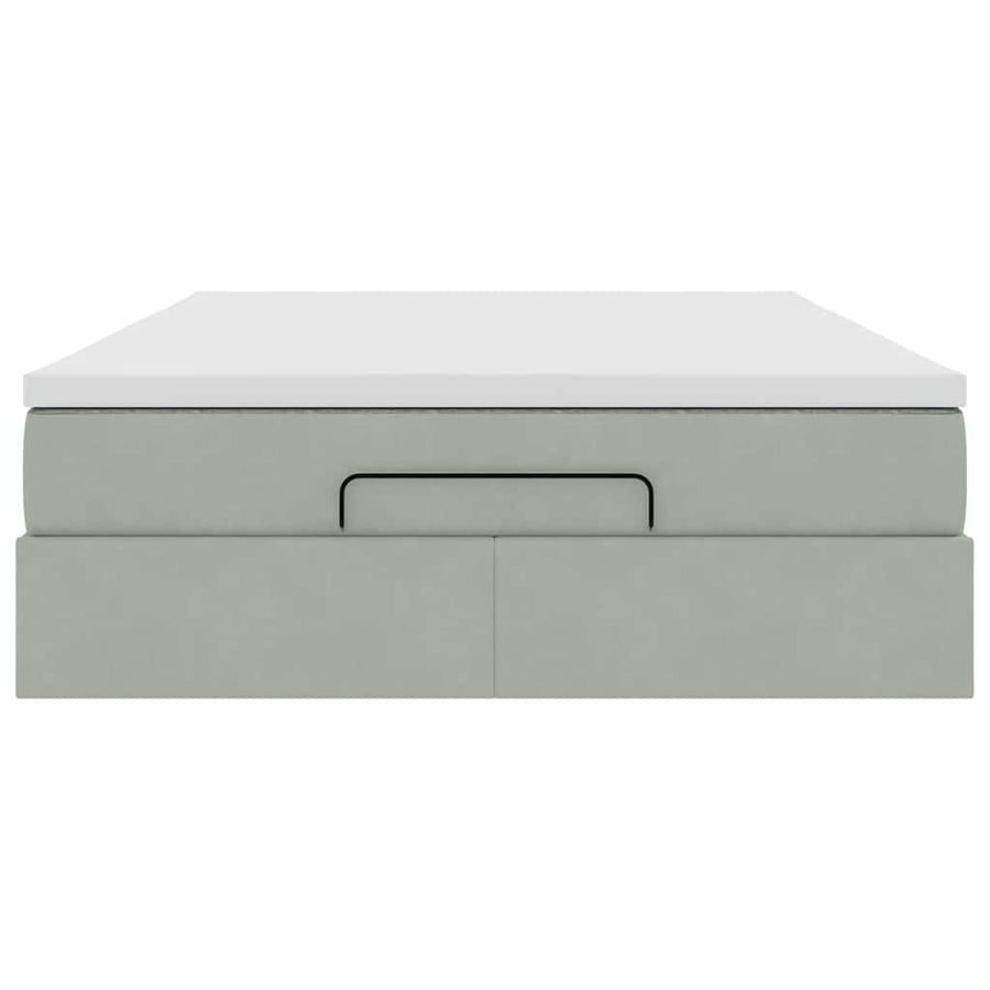 Ottoman bed met matras 140x190cm fluweel lichtgrijs