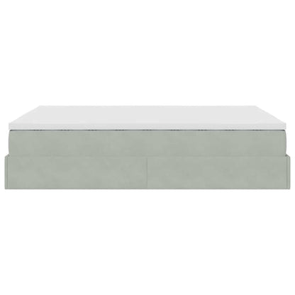 Ottoman bed met matras 140x190cm fluweel lichtgrijs