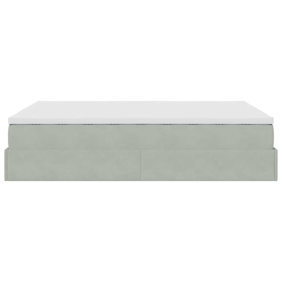 Ottoman bed met matras 140x190cm fluweel lichtgrijs