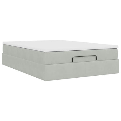 Ottoman bed met matras 140x190cm fluweel lichtgrijs