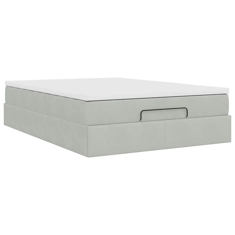 Ottoman bed met matras 140x190cm fluweel lichtgrijs