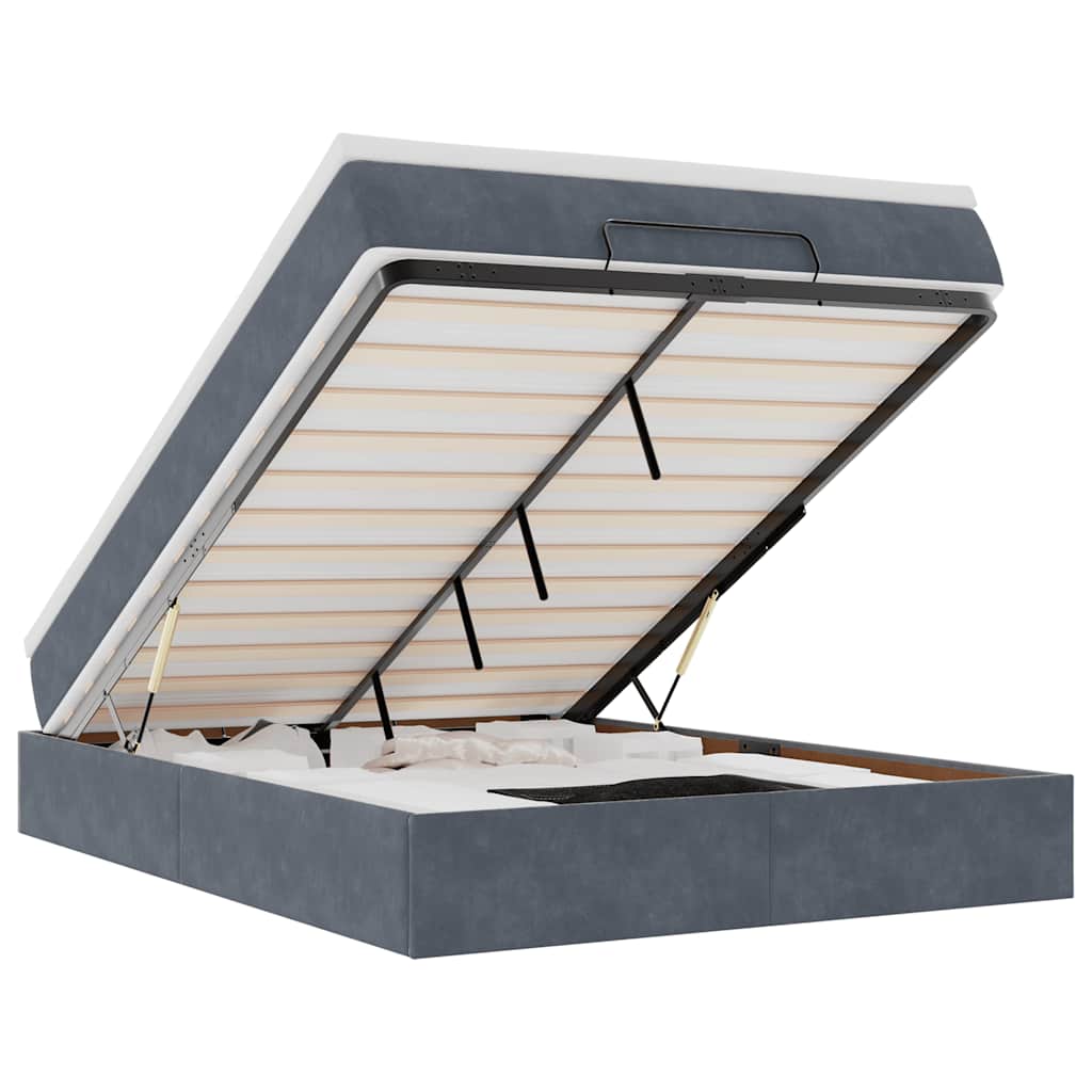 Ottoman bed met matras 140x190cm fluweel donkergrijs