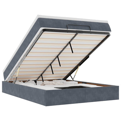 Ottoman bed met matras 140x190cm fluweel donkergrijs