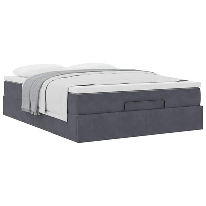 Ottoman bed met matras 140x190cm fluweel donkergrijs
