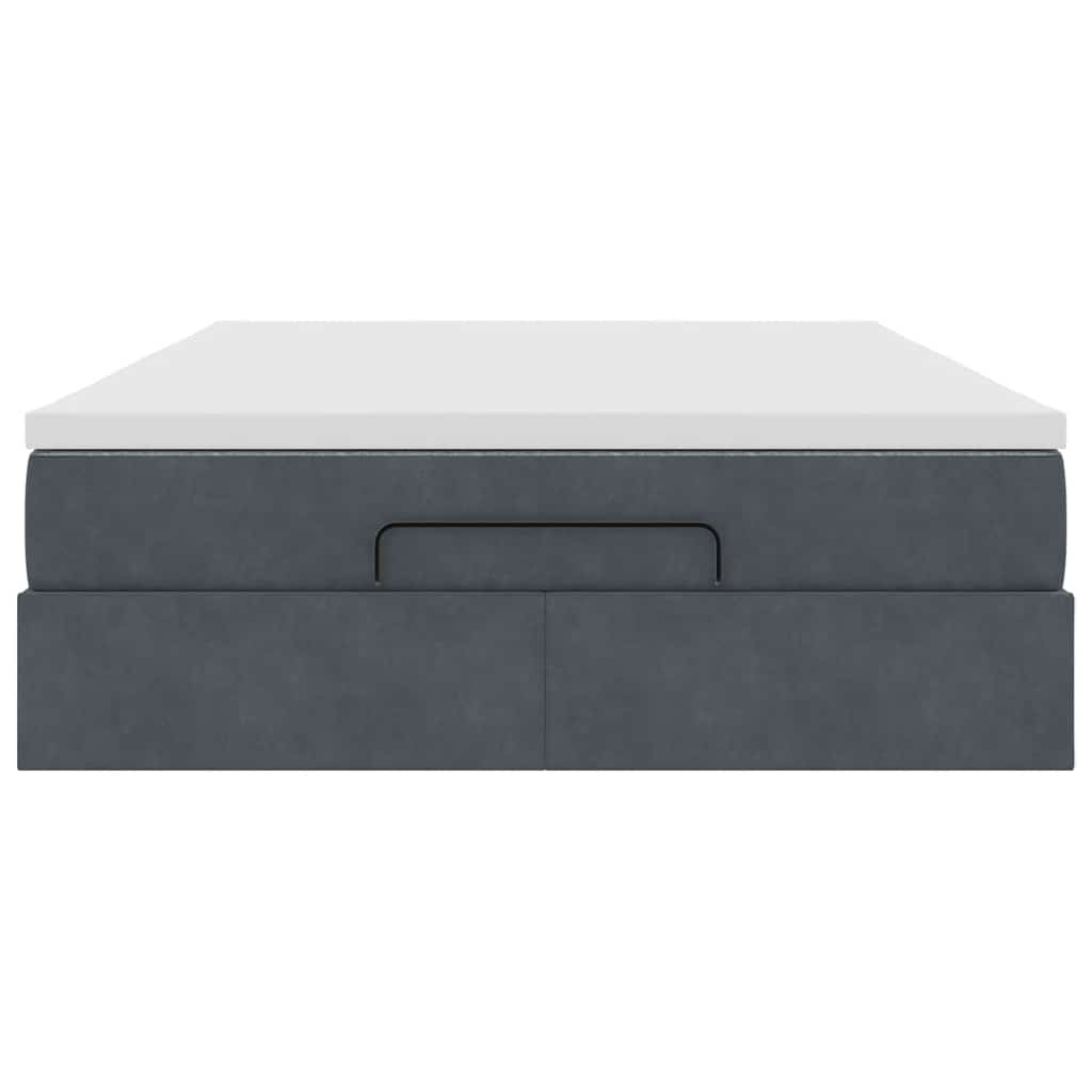 Ottoman bed met matras 140x190cm fluweel donkergrijs