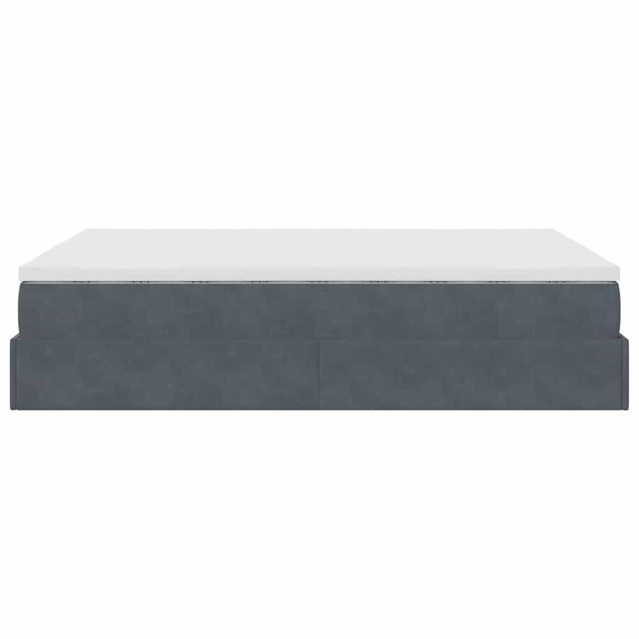 Ottoman bed met matras 140x190cm fluweel donkergrijs