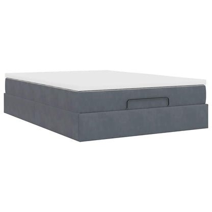 Ottoman bed met matras 140x190cm fluweel donkergrijs