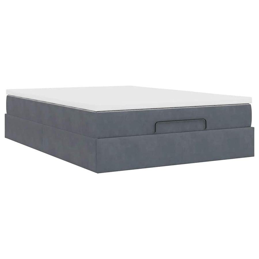 Ottoman bed met matras 140x190cm fluweel donkergrijs