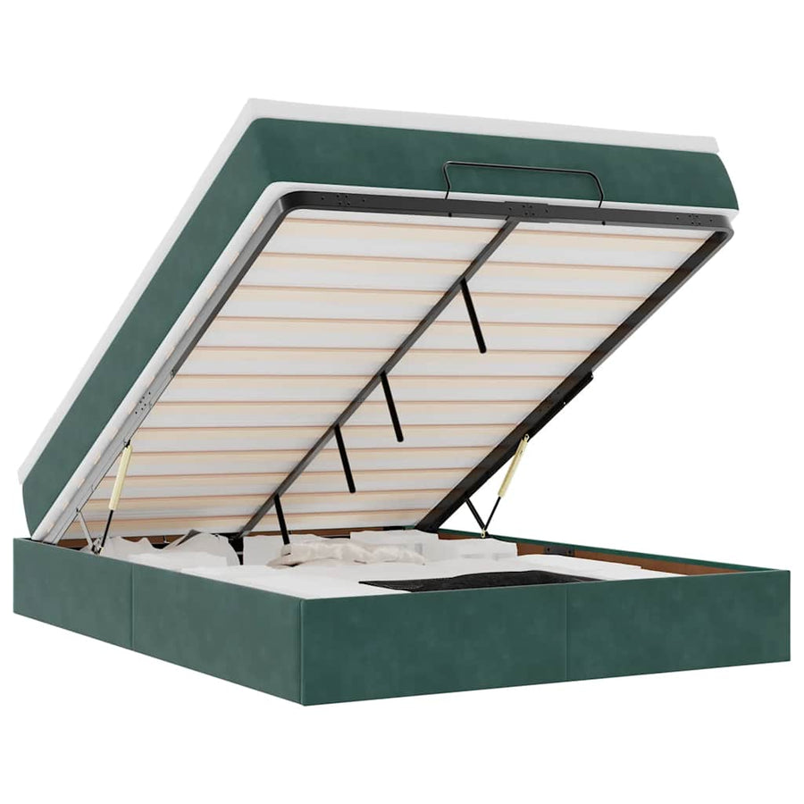 Ottoman bed met matras 140x190cm fluweel donkergroen