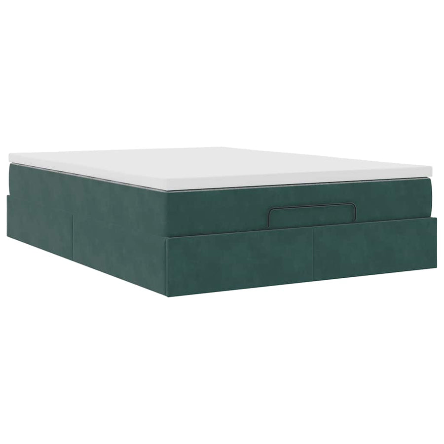 Ottoman bed met matras 140x190cm fluweel donkergroen