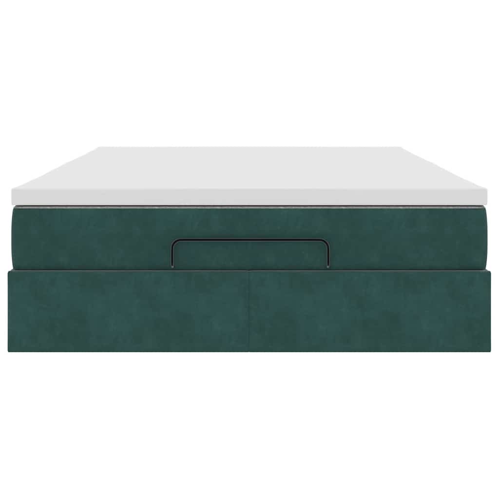 Ottoman bed met matras 140x190cm fluweel donkergroen
