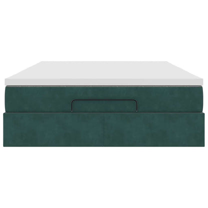 Ottoman bed met matras 140x190cm fluweel donkergroen