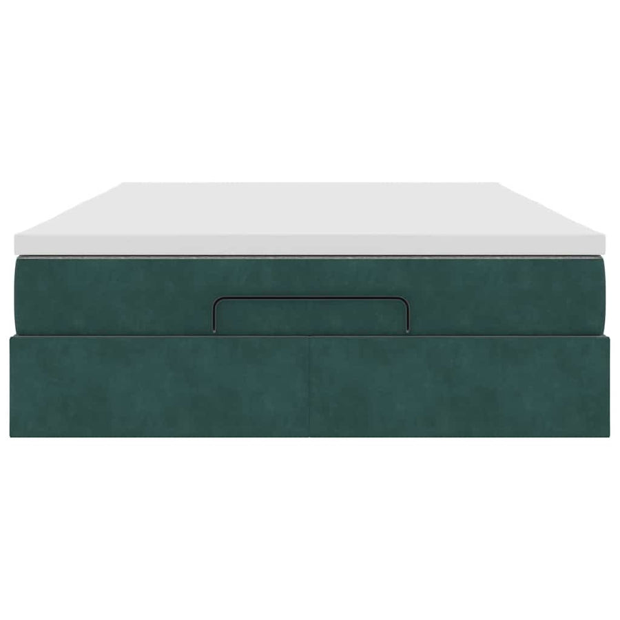 Ottoman bed met matras 140x190cm fluweel donkergroen