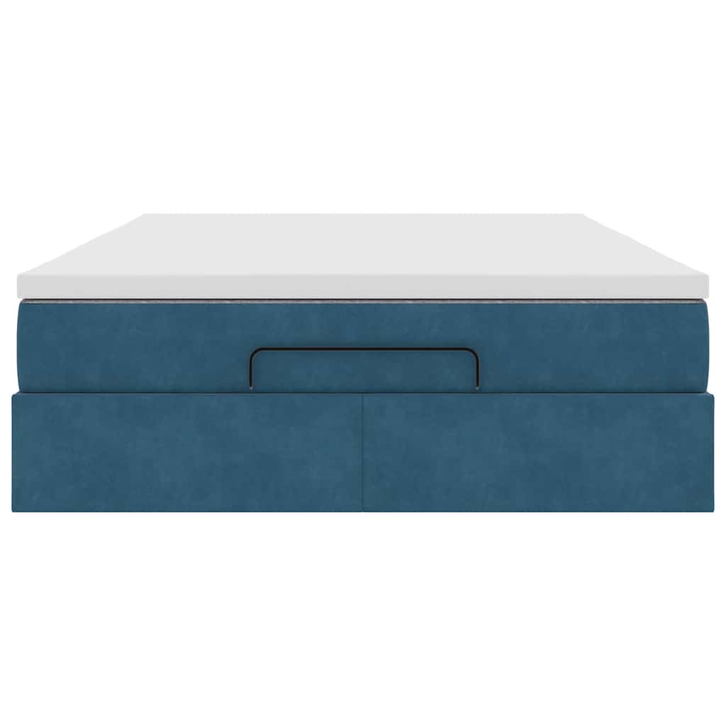 Ottoman bed met matras 140x190cm fluweel donkerblauw