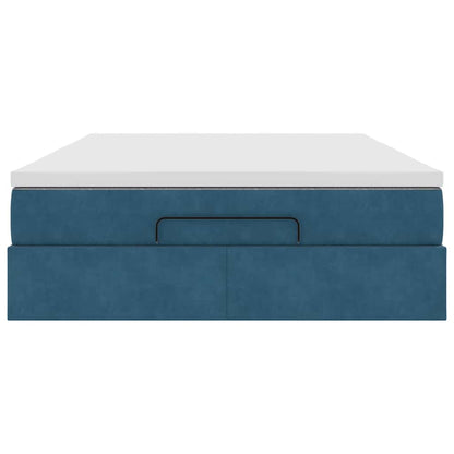 Ottoman bed met matras 140x190cm fluweel donkerblauw