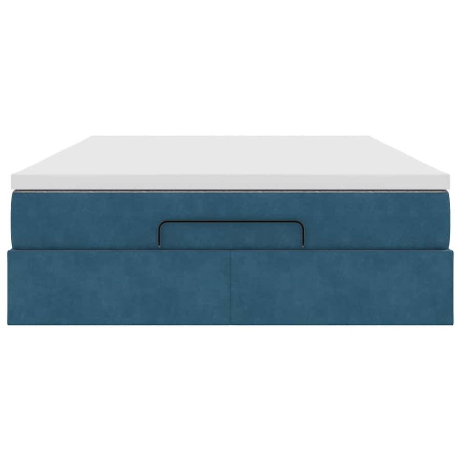 Ottoman bed met matras 140x190cm fluweel donkerblauw