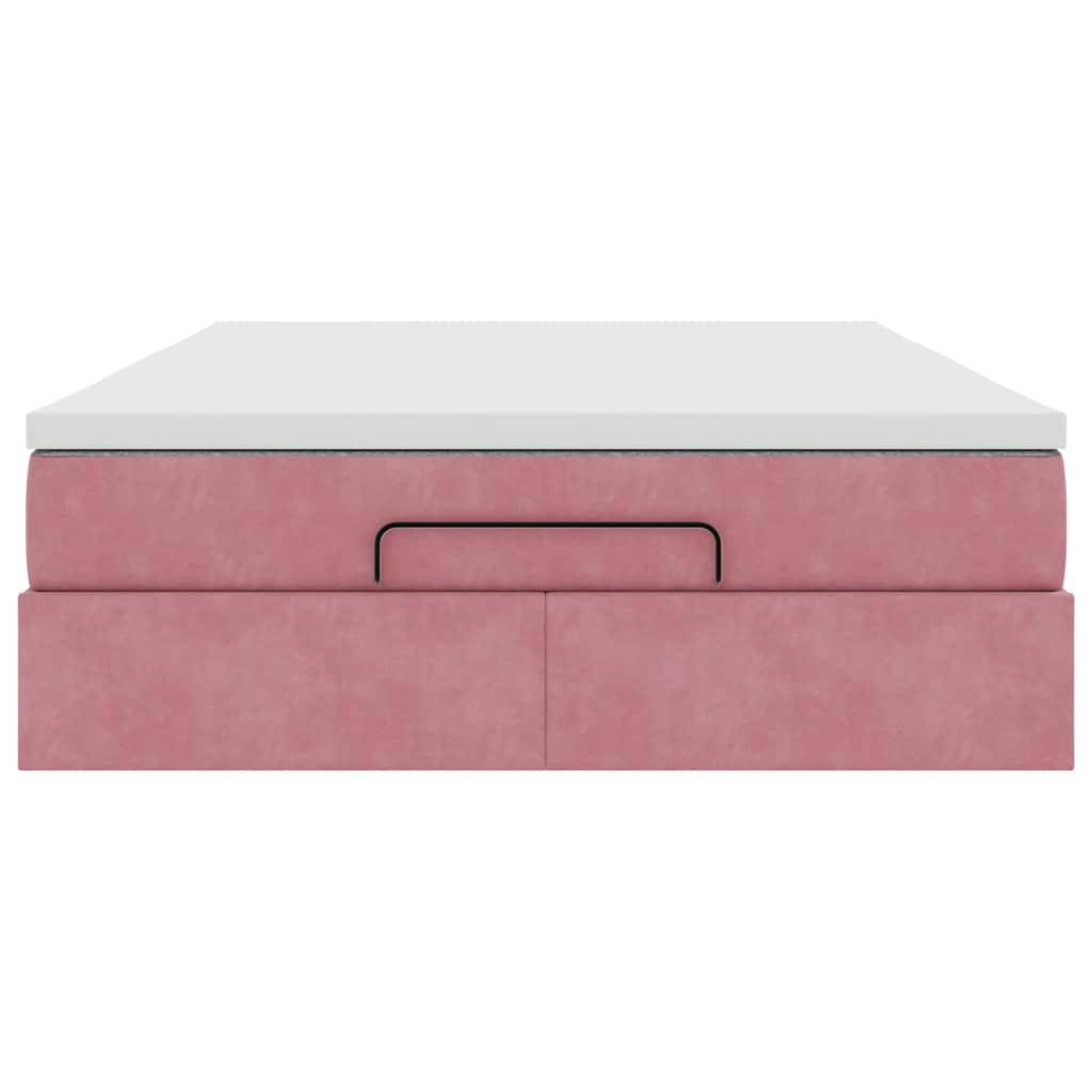 Ottoman bed met matras 140x190cm fluweel roze